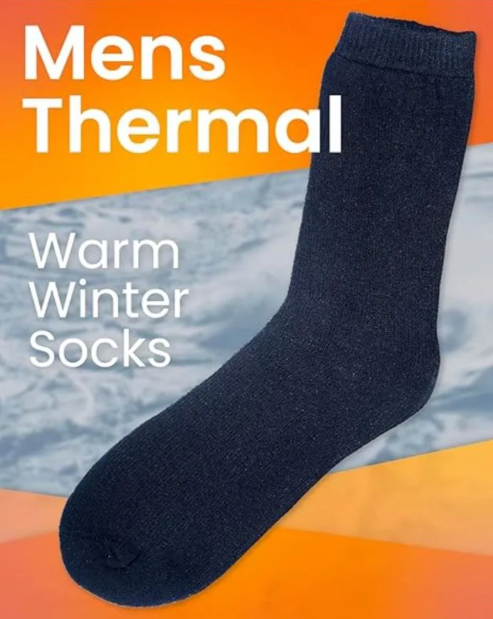 12 pairs mens heavy duty thermal cotton work thick winter heated crew socks.