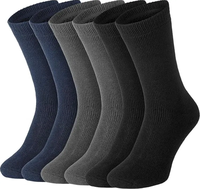 15 Pairs of Men's Thick Winter Heated Crew Socks - Heavy Duty Thermal Cotton Work Socks - X