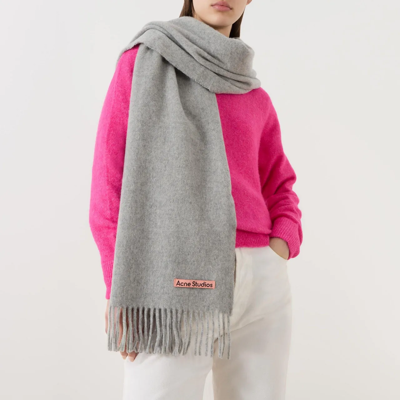 ACNE STUDIOS The Sustainable Edit Canada Narrow Wool Scarf - Light Grey Melange