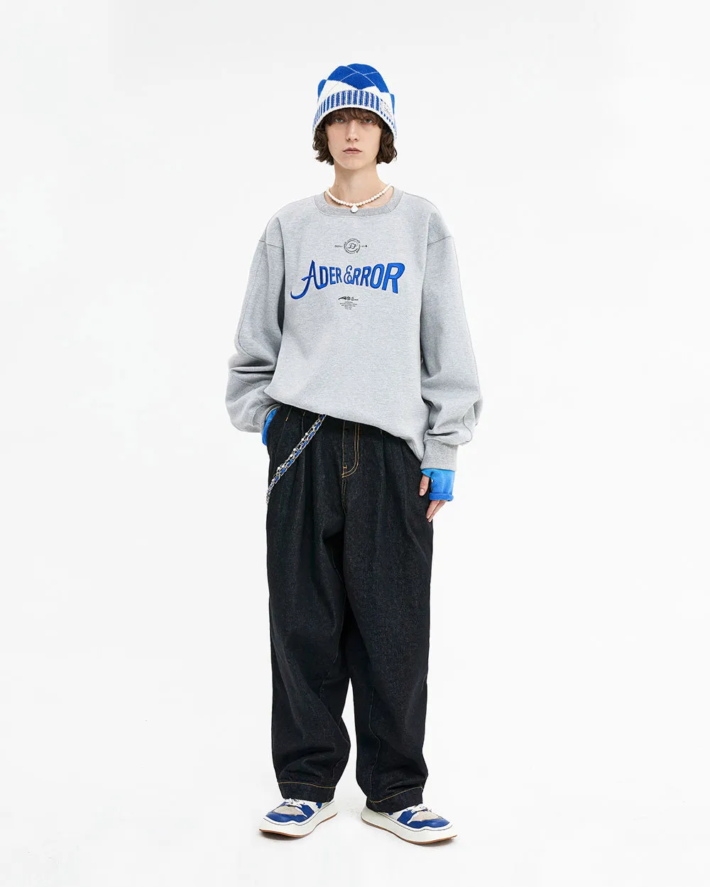 ADERERROR  |Unisex Street Style Plain Cotton Oversized Logo Sweatshirts