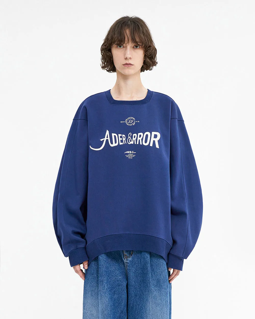 ADERERROR  |Unisex Street Style Plain Cotton Oversized Logo Sweatshirts