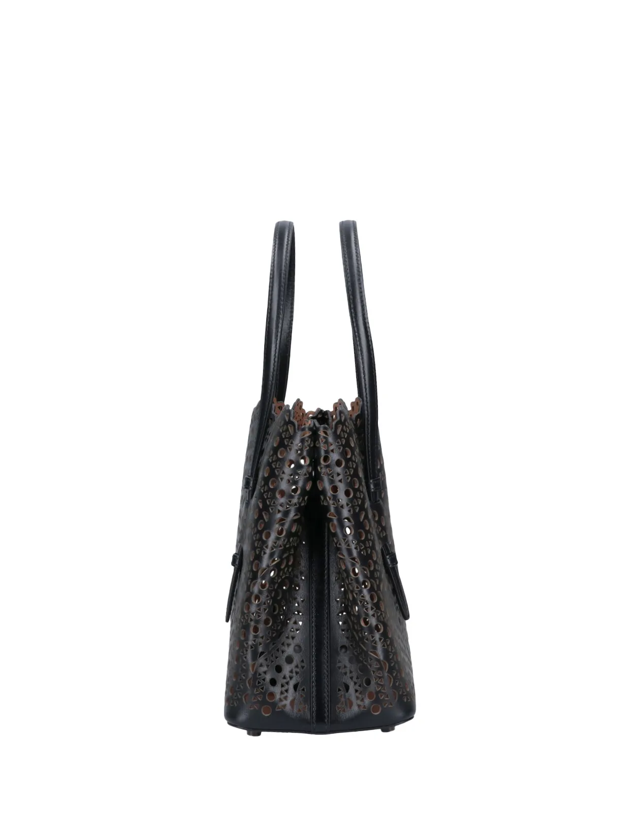 ALAIA Mina 25 Tote Bag In Black Wave Vienne Leather