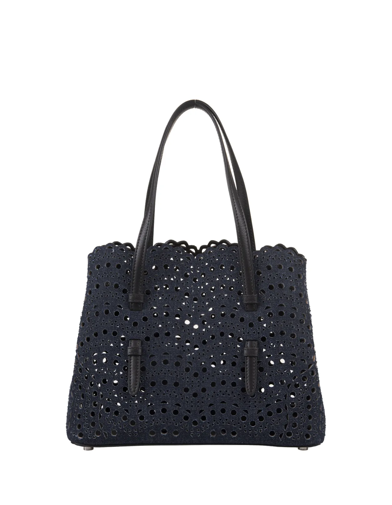 ALAIA Mina 25 Tote Bag In Blue Wave Vienne Leather