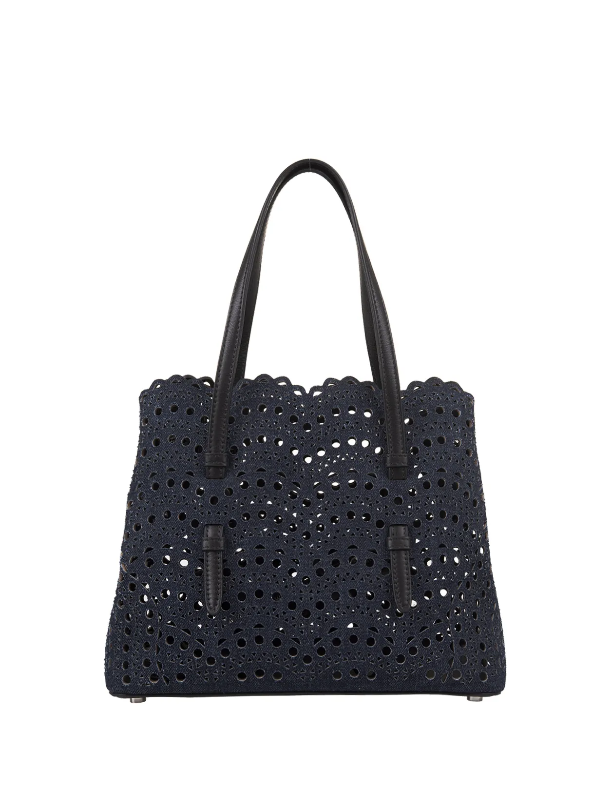 ALAIA Mina 25 Tote Bag In Blue Wave Vienne Leather