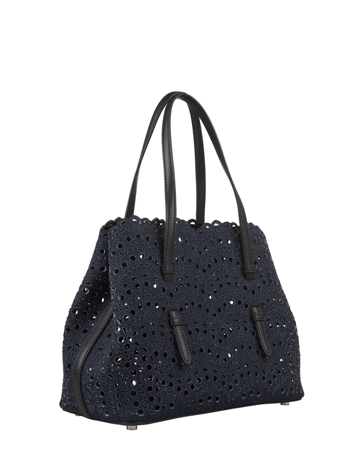 ALAIA Mina 25 Tote Bag In Blue Wave Vienne Leather