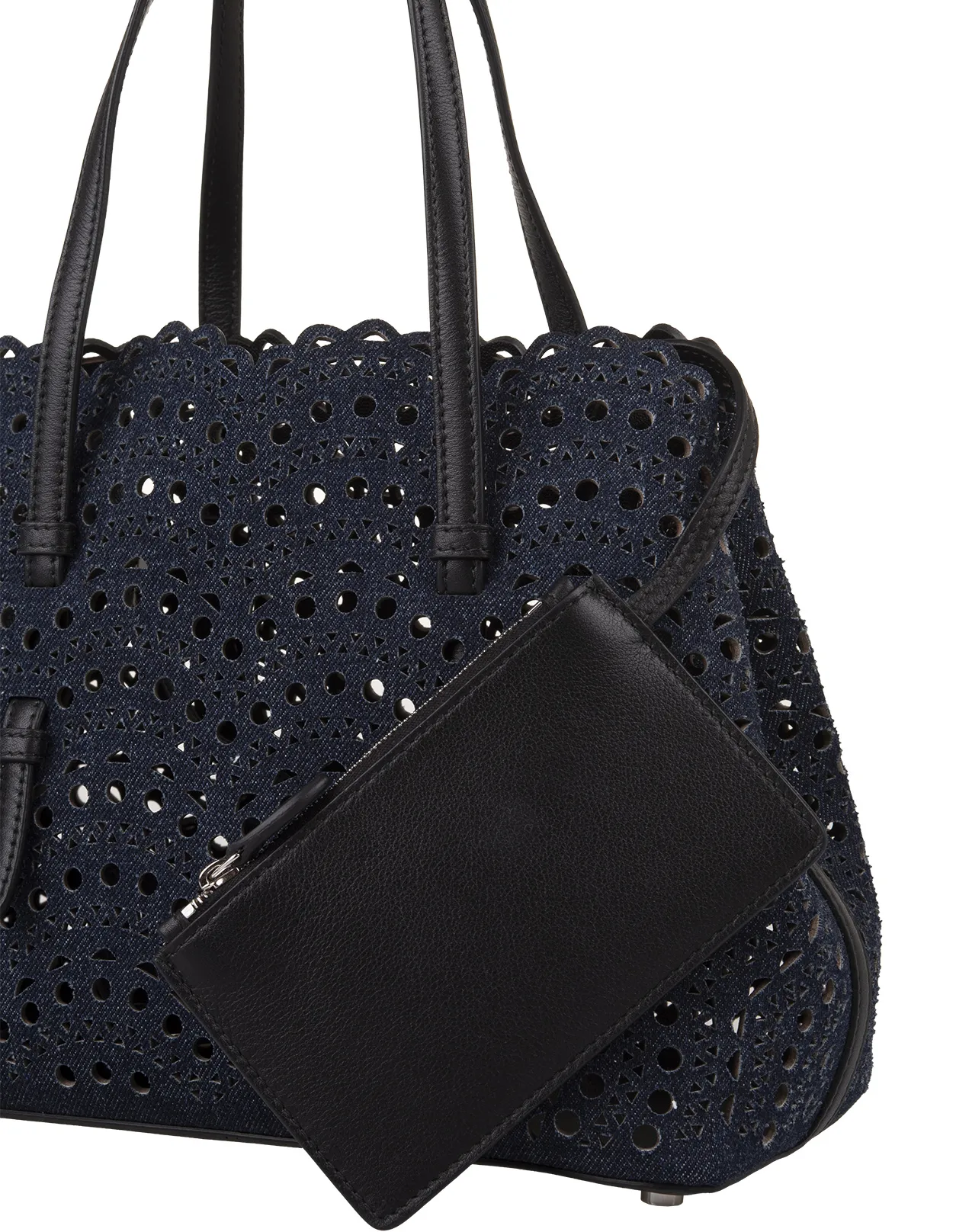 ALAIA Mina 25 Tote Bag In Blue Wave Vienne Leather