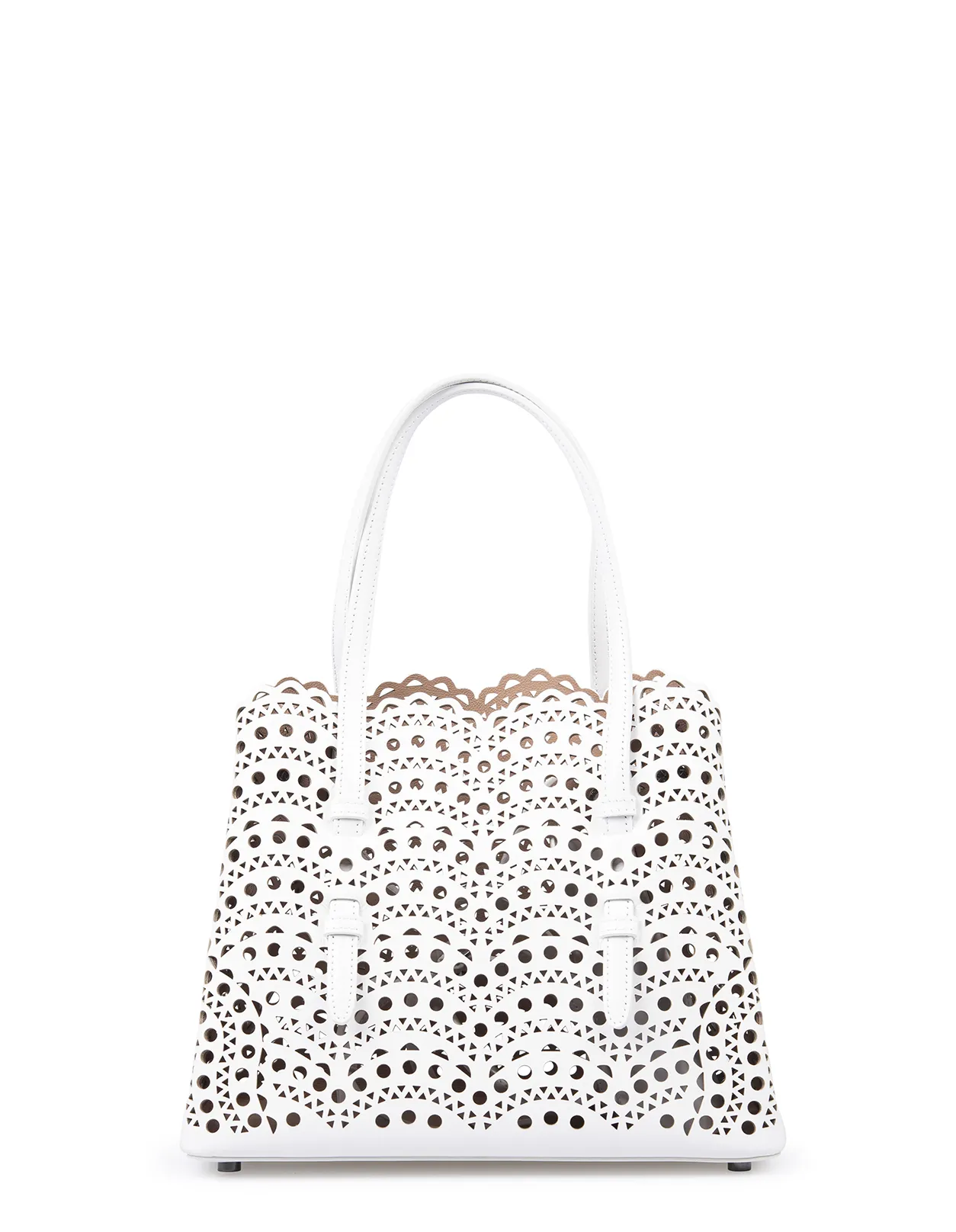 ALAIA Mina 25 Tote Bag In White Wave Vienne Leather