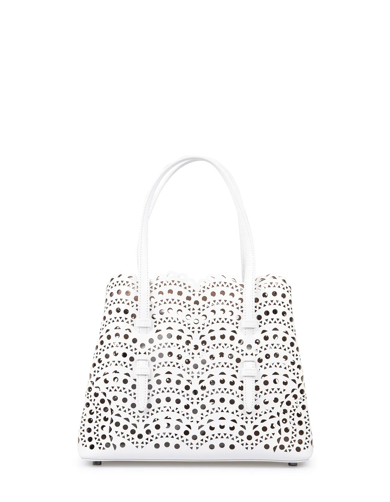 ALAIA Mina 25 Tote Bag In White Wave Vienne Leather