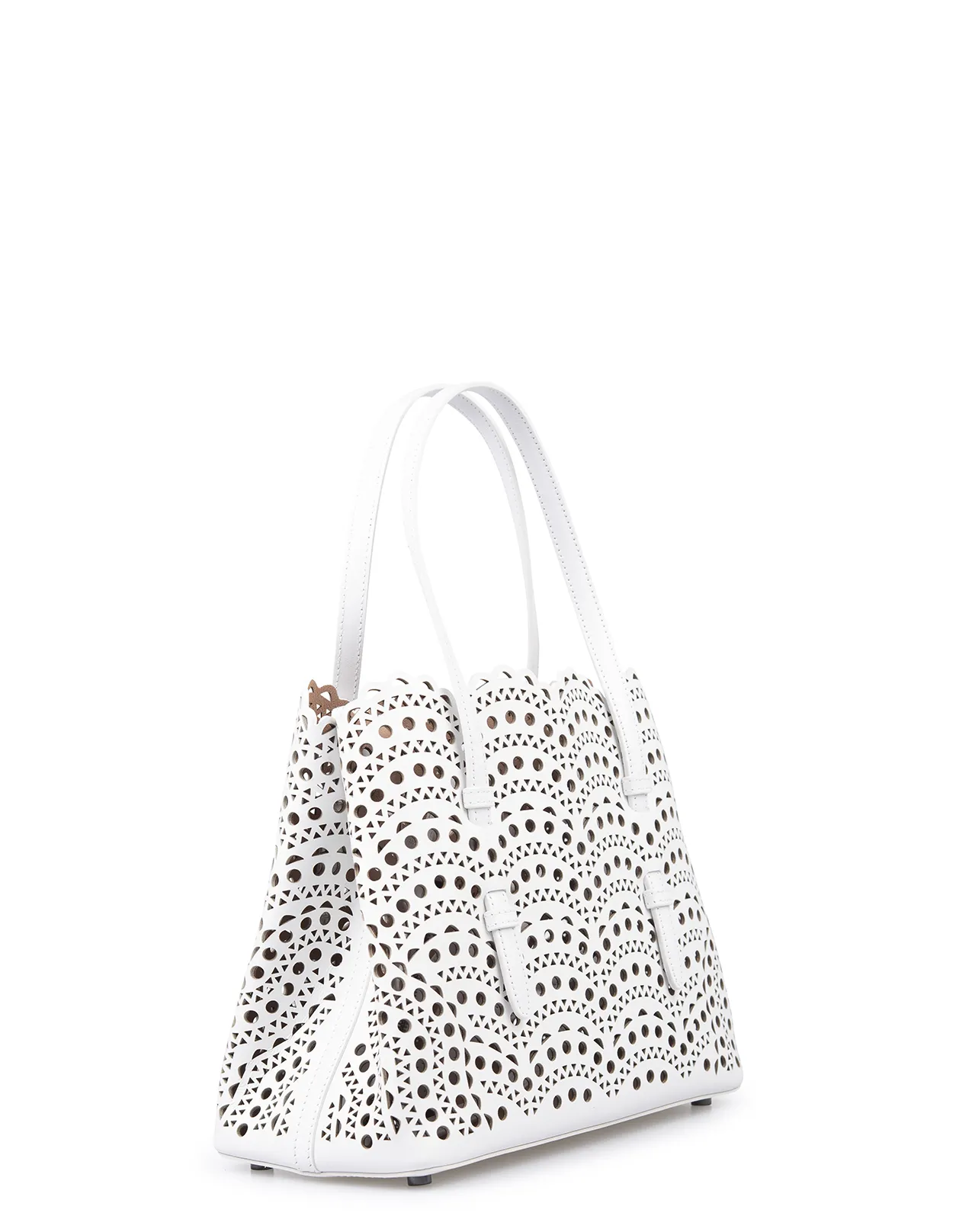 ALAIA Mina 25 Tote Bag In White Wave Vienne Leather