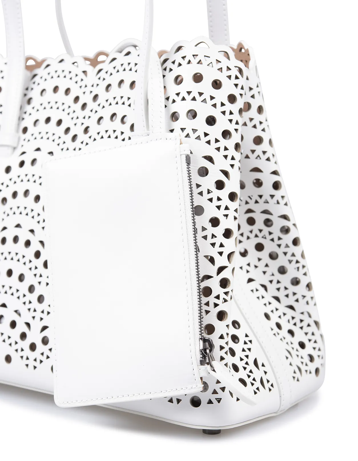 ALAIA Mina 25 Tote Bag In White Wave Vienne Leather