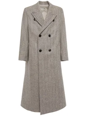 AMI Paris   Double breasted herringbone wool coat 