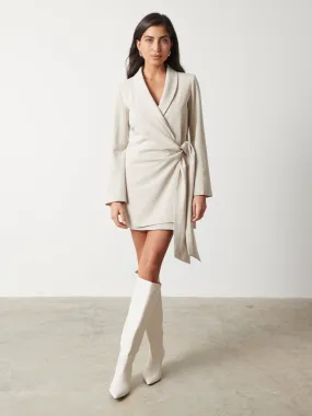 Arielle Wrap Tie Blazer Dress - Stone