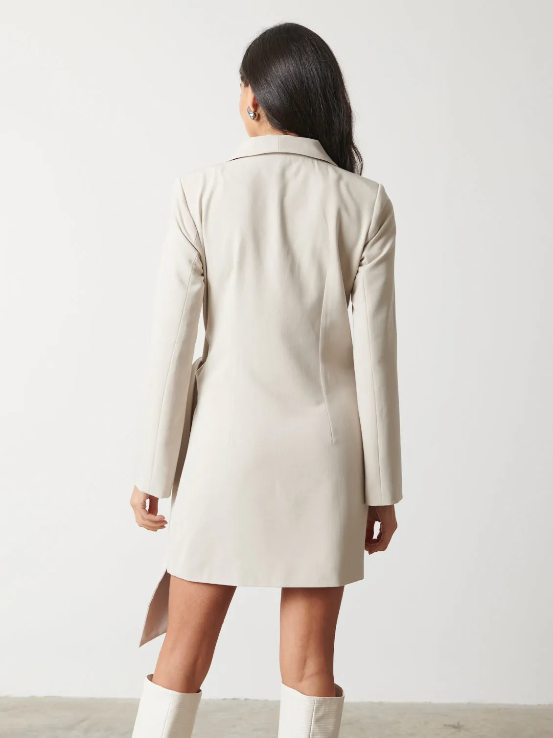 Arielle Wrap Tie Blazer Dress - Stone