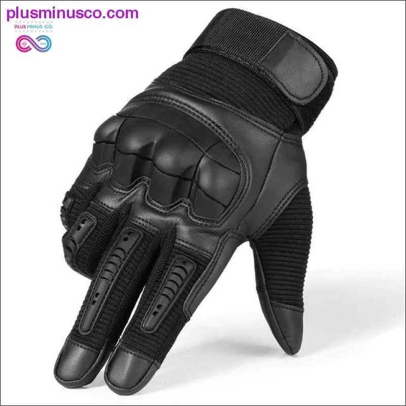 Army Tactical Gloves with Hard Knuckles and Touch Screen Capability - PU Leather