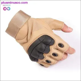 Army Tactical Gloves with Hard Knuckles and Touch Screen Capability - PU Leather