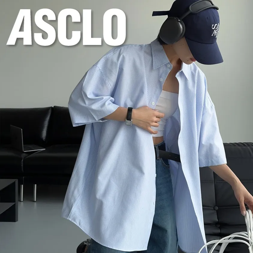 ASCLO  |Unisex Street Style Plain Cotton Short Sleeves Oversized