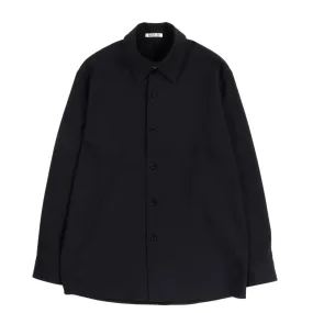 AURALEE dark navy wool dobby shirt