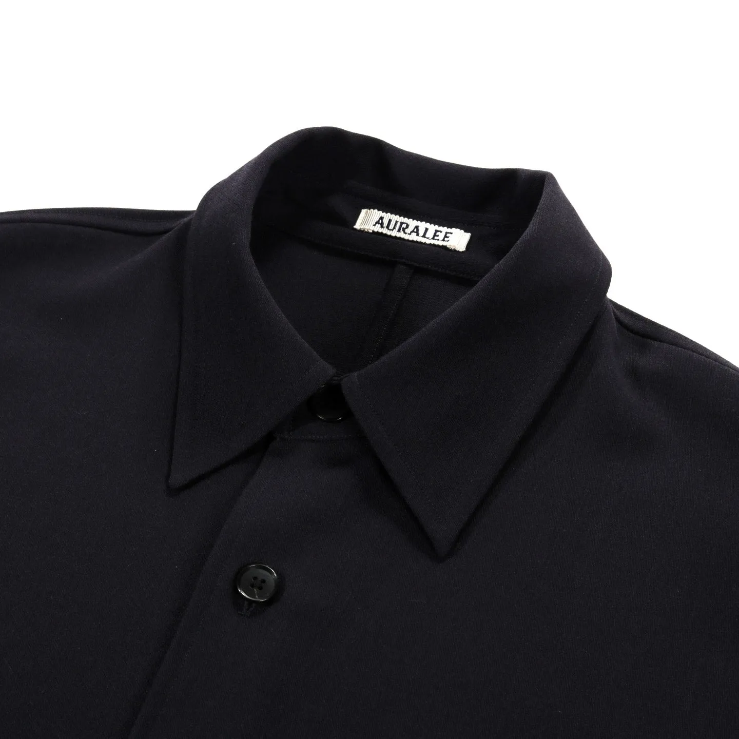 AURALEE dark navy wool dobby shirt