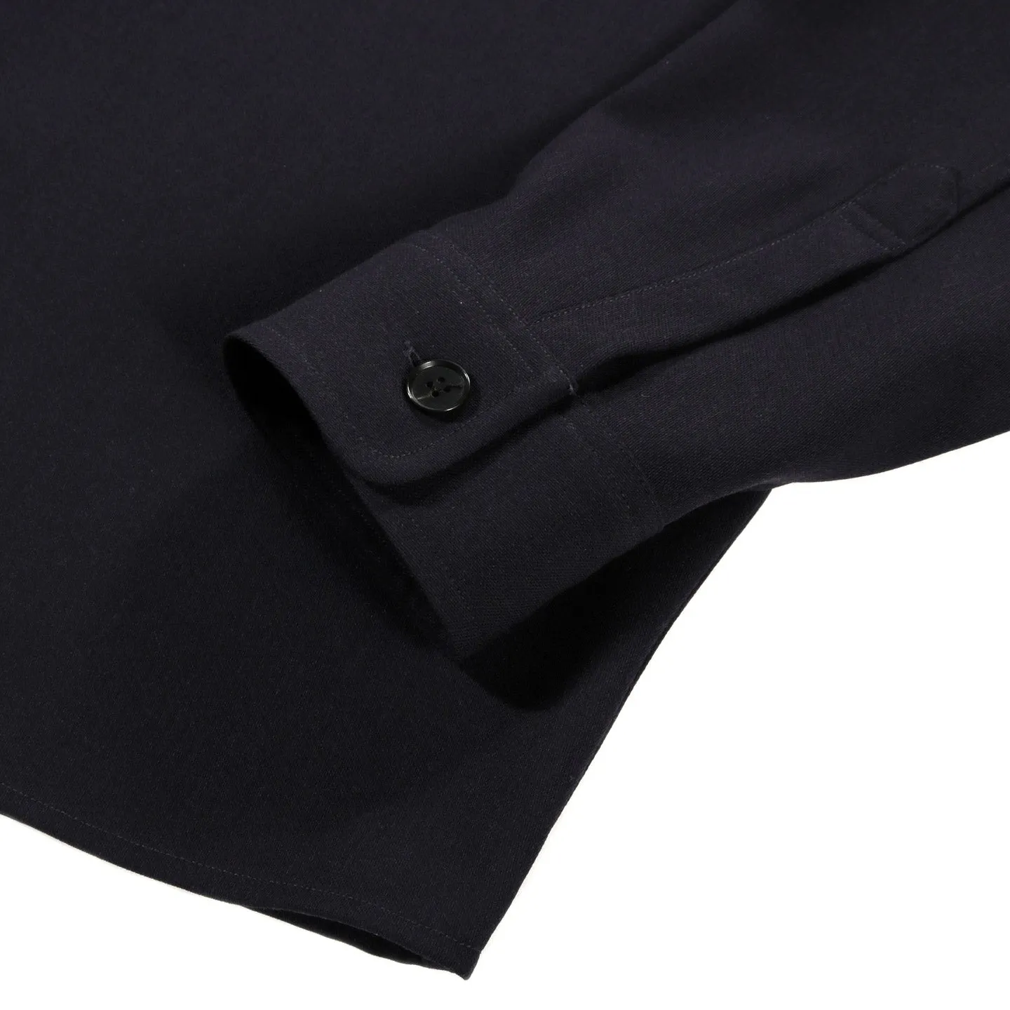 AURALEE dark navy wool dobby shirt