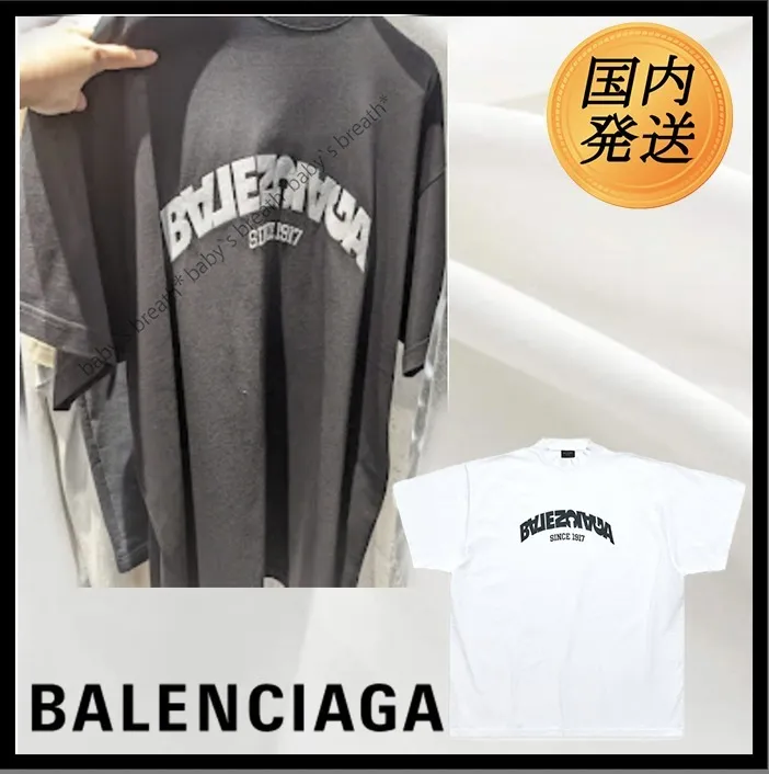 BALENCIAGA  |Crew Neck Street Style Plain Cotton Short Sleeves Oversized