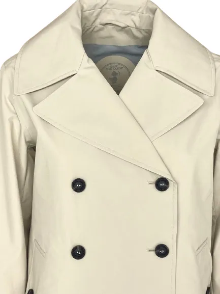 Beige Double Breasted Women's Trench Coat.