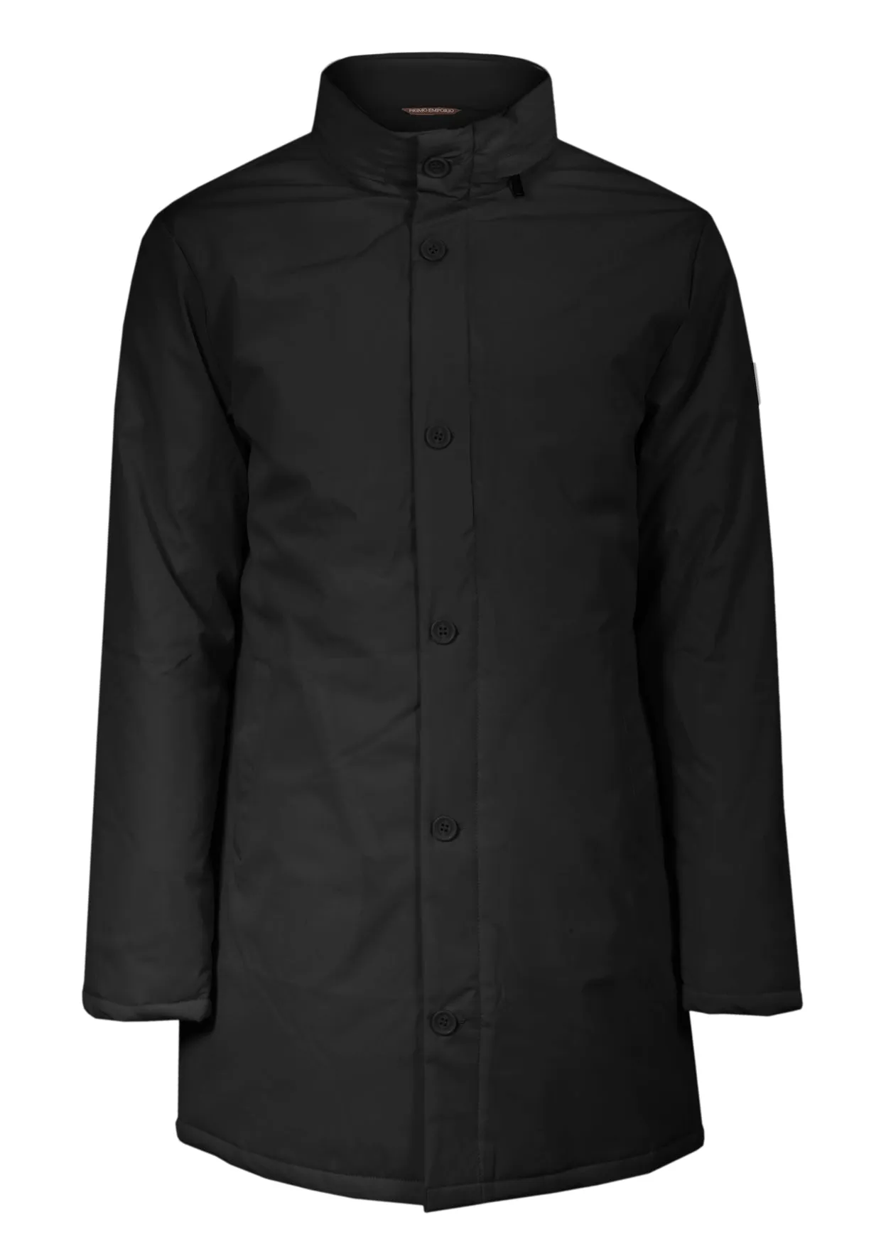 Black Fur-lined Trench Coat with Internal Button Closure