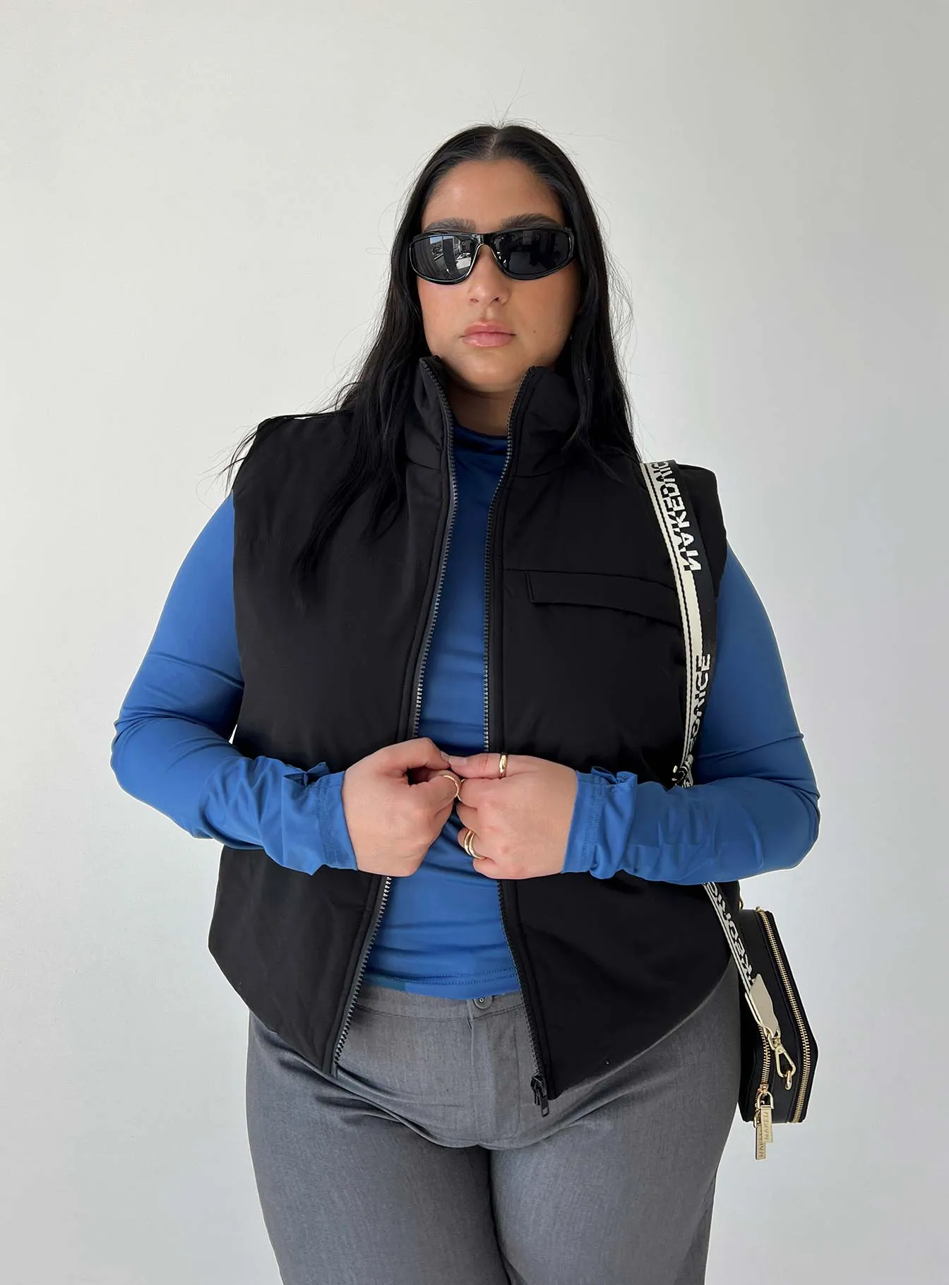 Black Kirby Puffer Vest - Curvy Fit