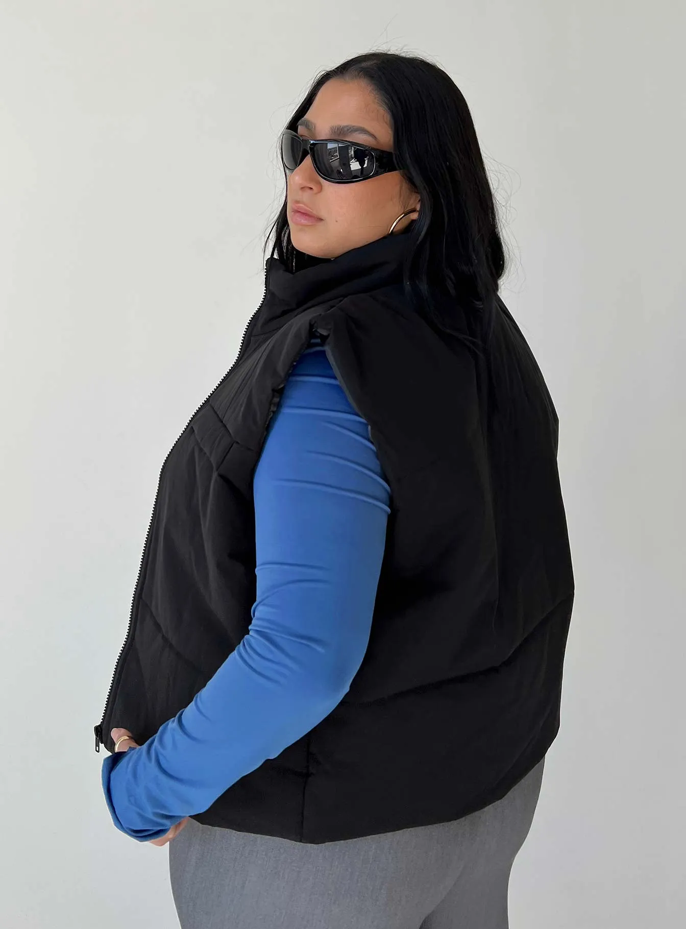 Black Kirby Puffer Vest - Curvy Fit