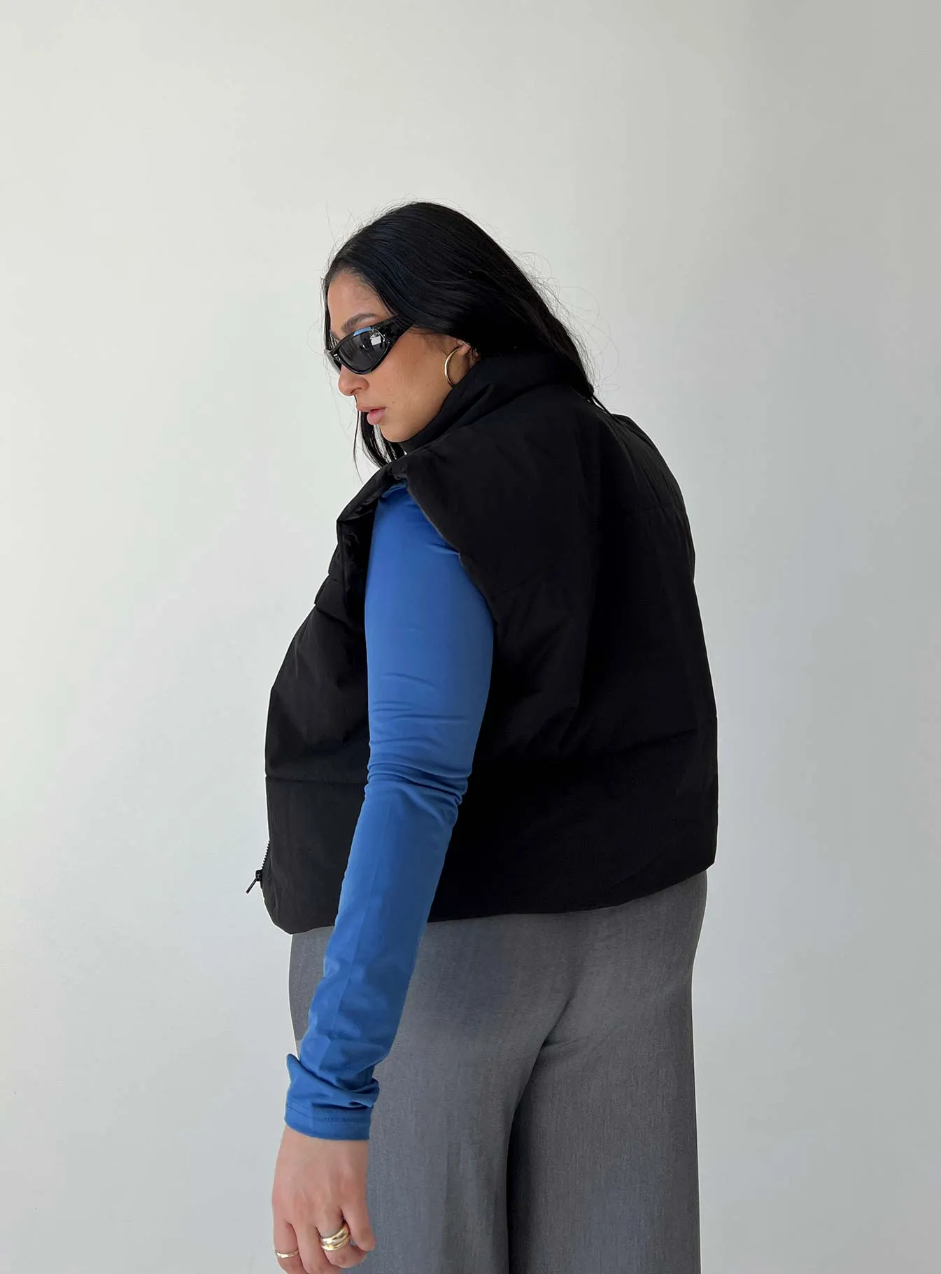 Black Kirby Puffer Vest - Curvy Fit