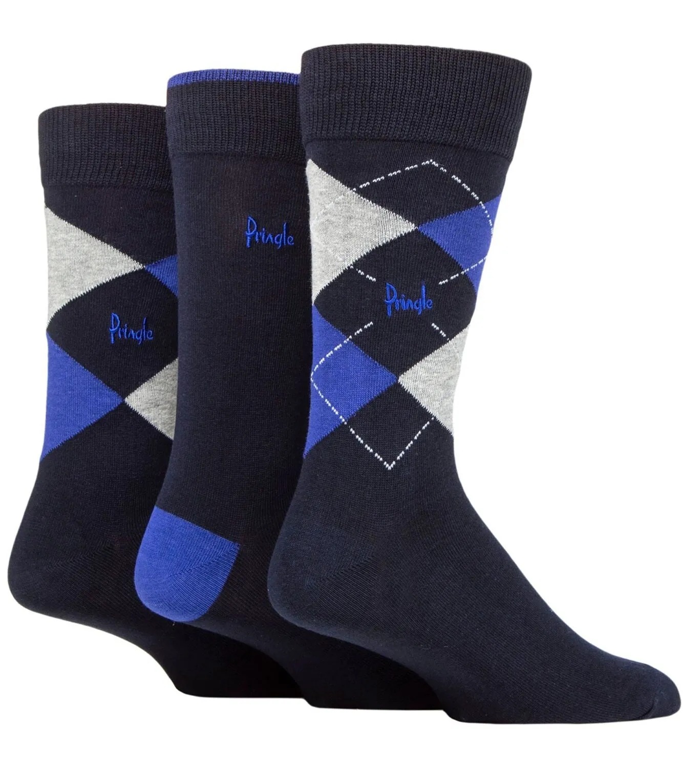 Black Label Mens Bamboo Argyle Socks - 3 Pairs | Pringle