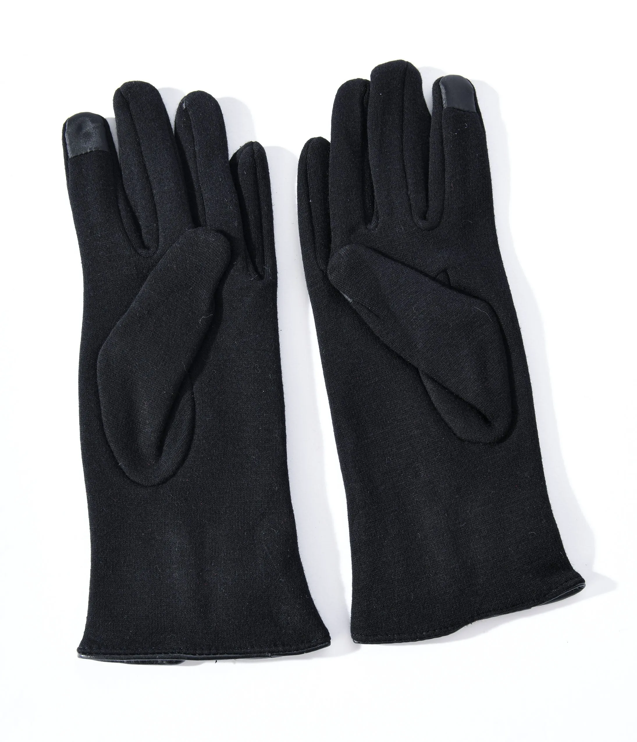 Black Leather Bows Smartphone Gloves