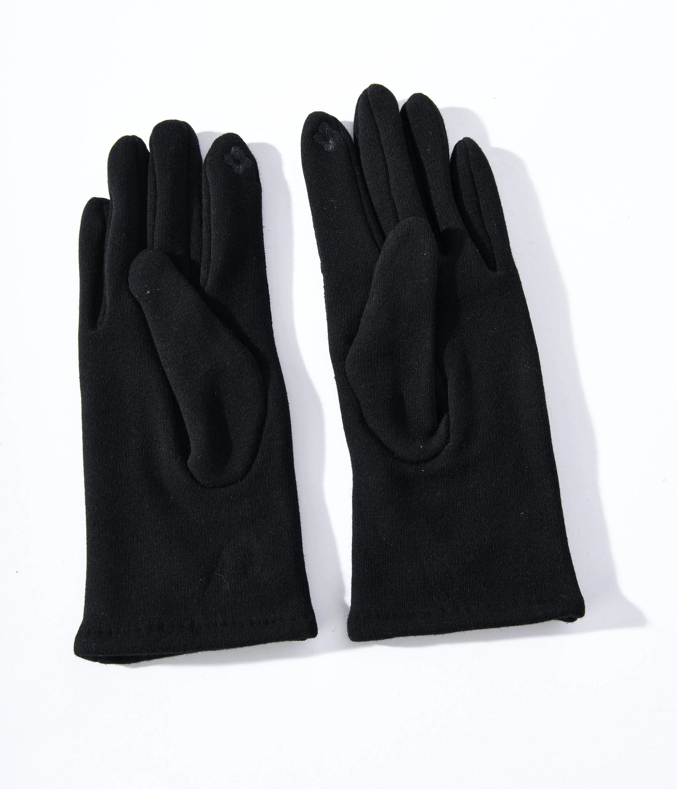 black leather texting gloves, bow lined gloves