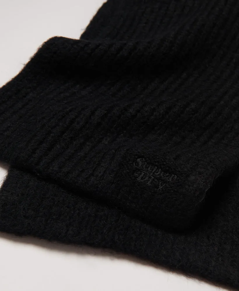 Black Ribbed Knit Scarf | Shop Now