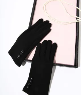 Black touchscreen gloves with wrist buttons.