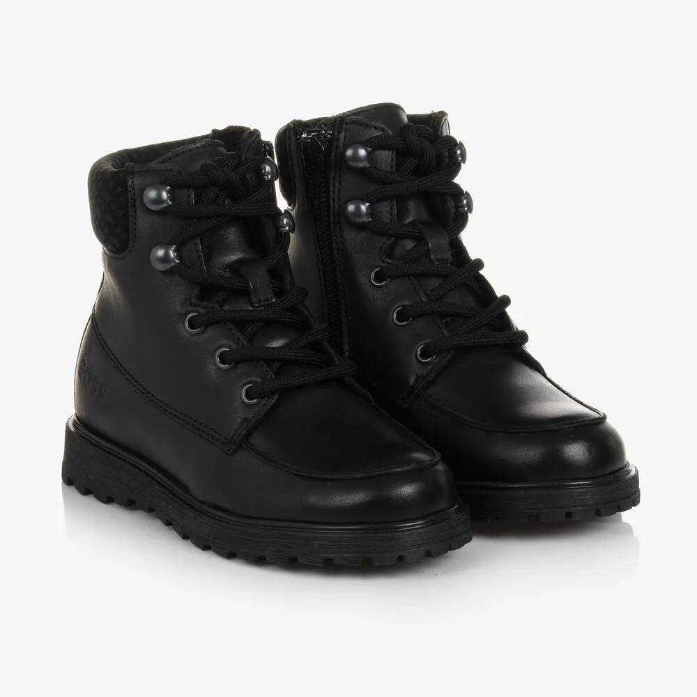 Boys Black Leather Boots