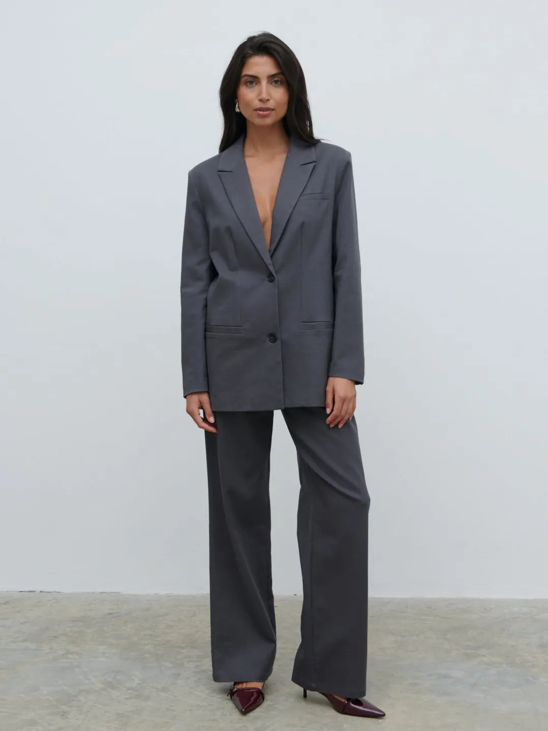 Brady Oversized Boxy Blazer - Graphite Grey