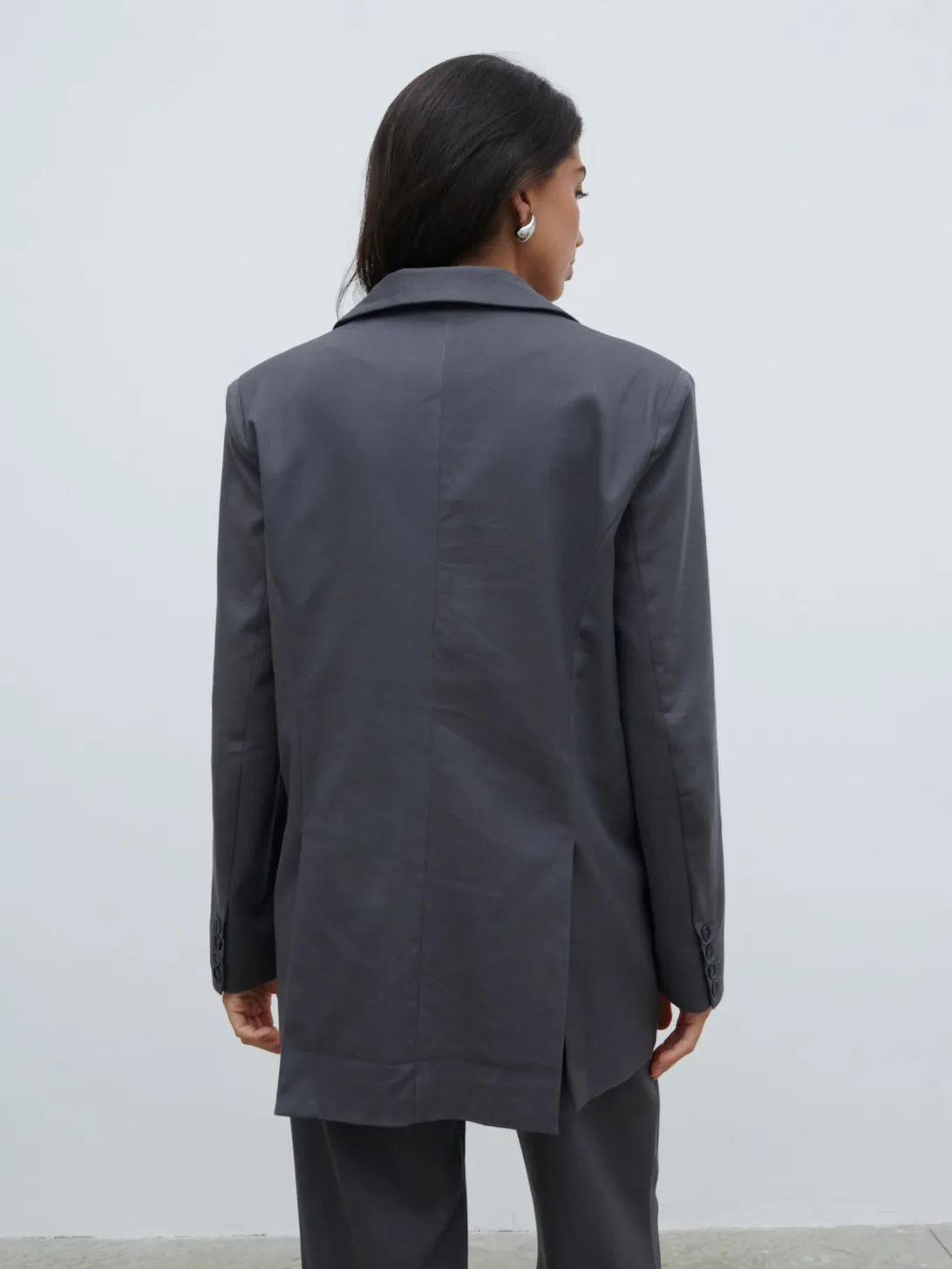 Brady Oversized Boxy Blazer - Graphite Grey