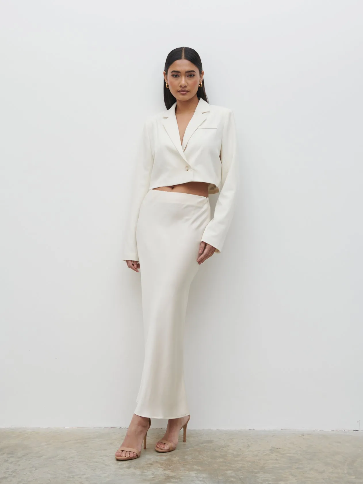 Breya Cropped Blazer - Oyster