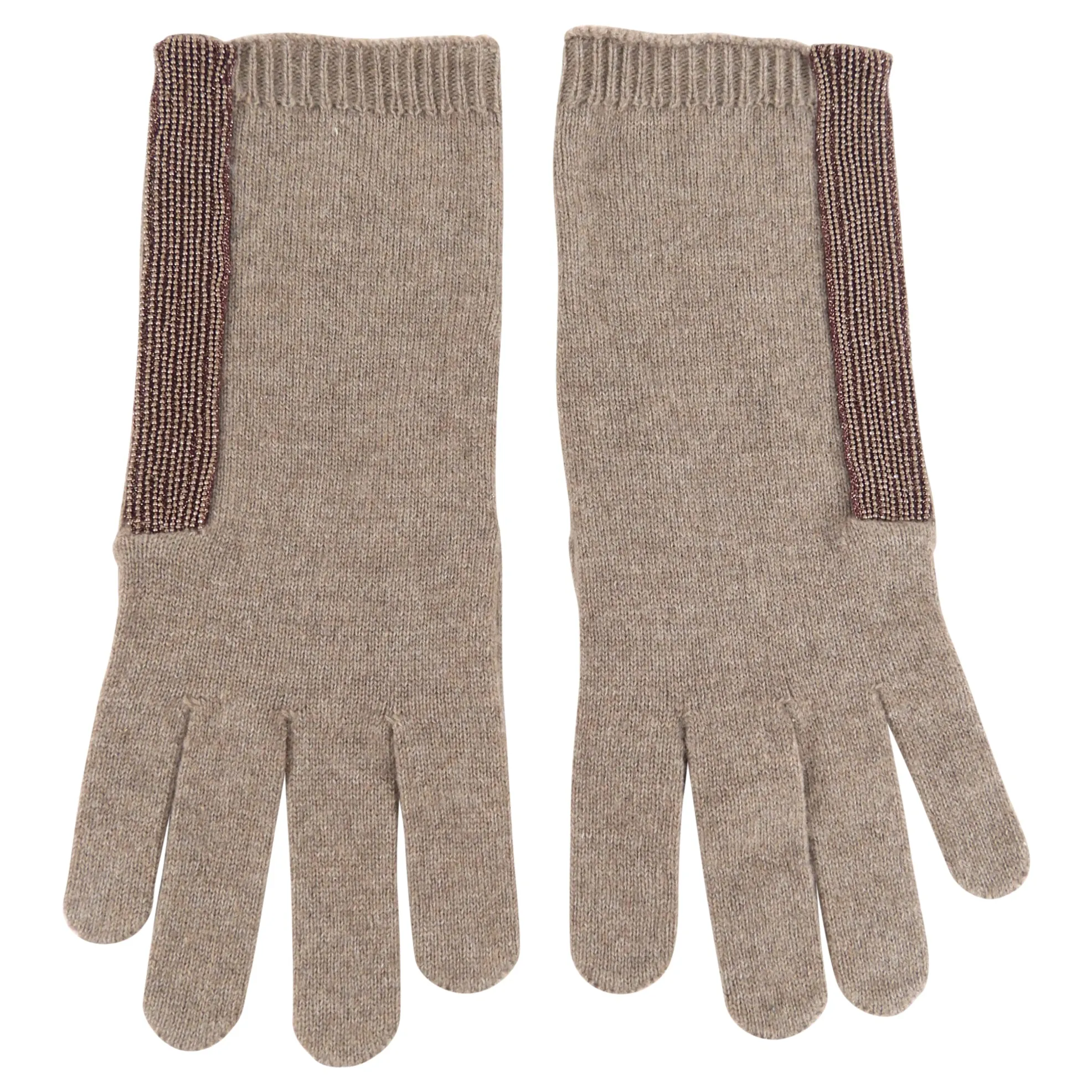 Brunello Cucinelli Knit Cashmere Monili Gloves