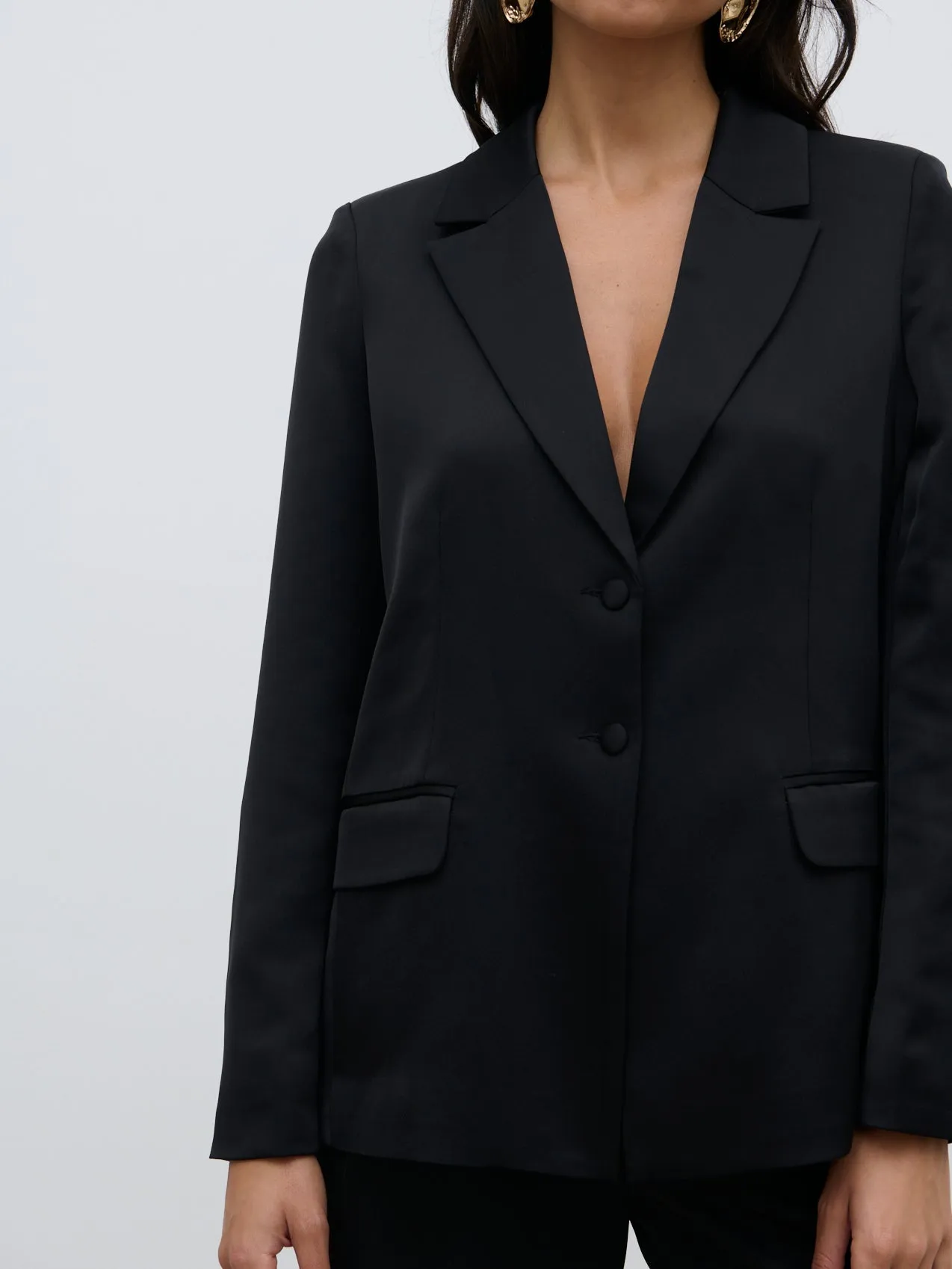 Callie Satin Blazer - Black