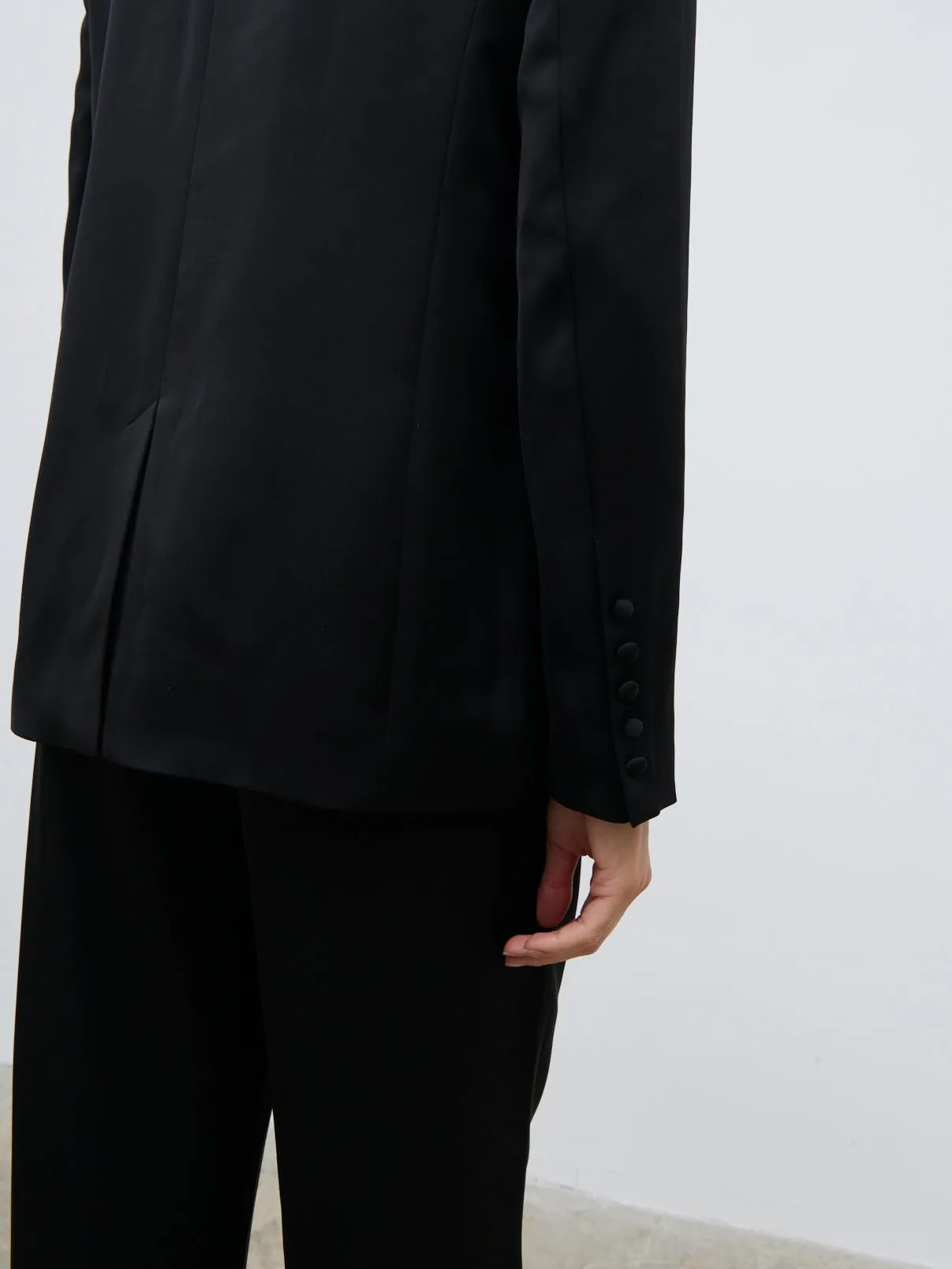 Callie Satin Blazer - Black