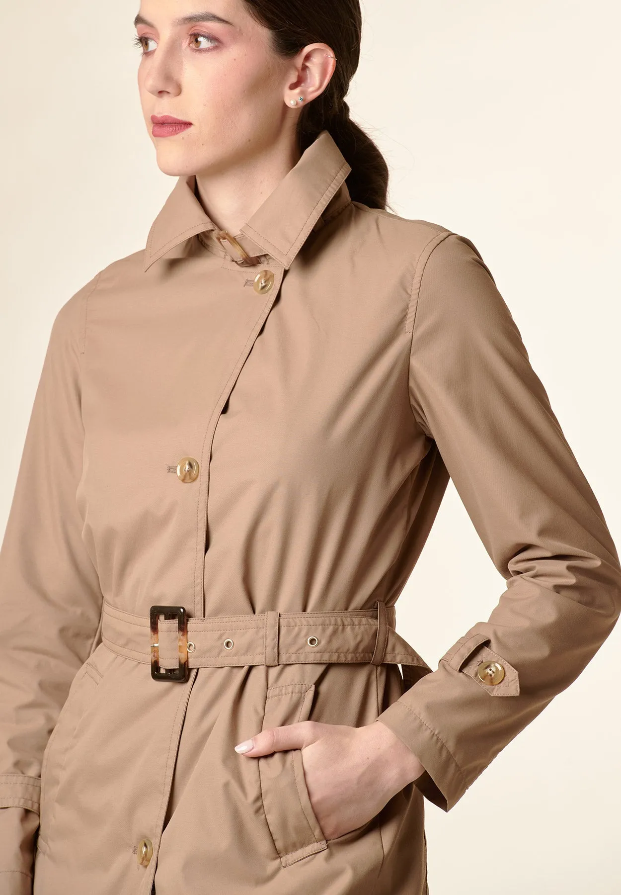 Camel technical trench with belt