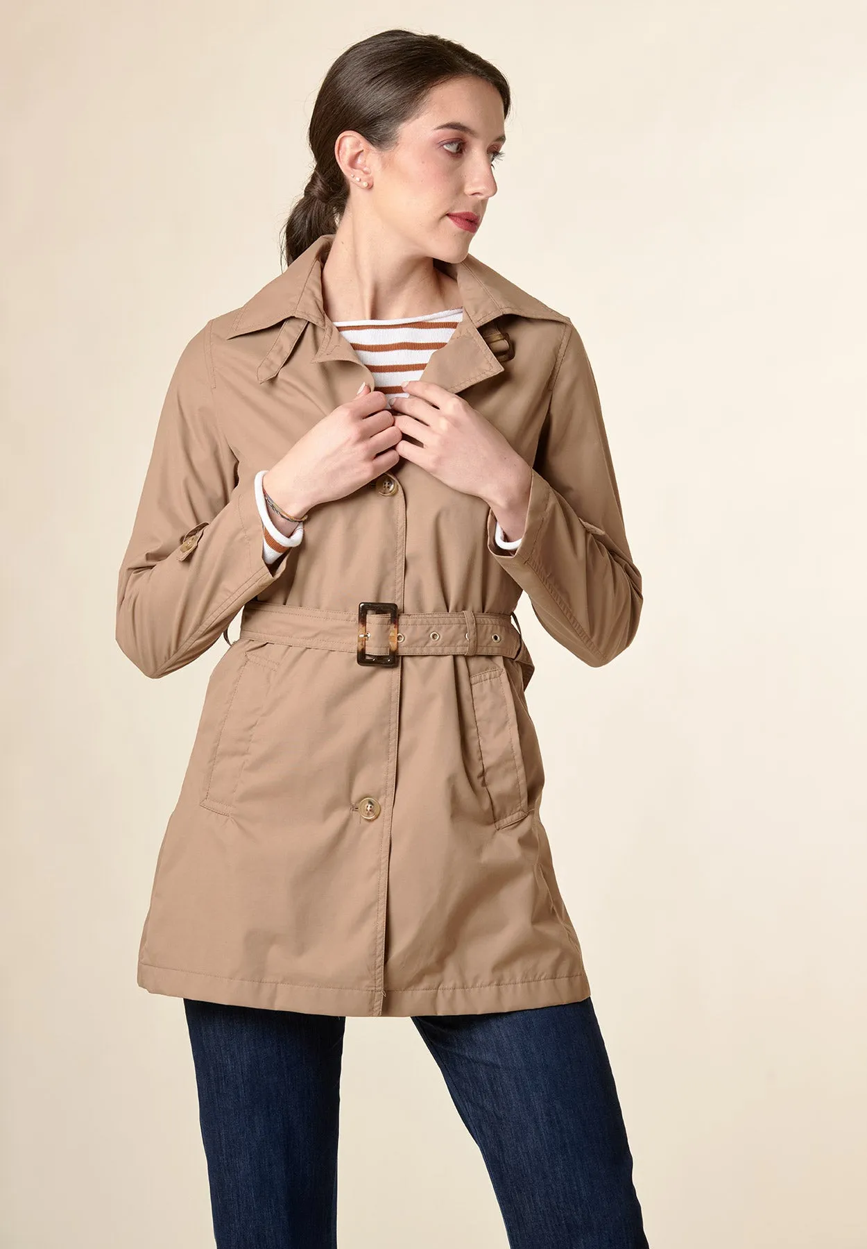 Camel technical trench with belt