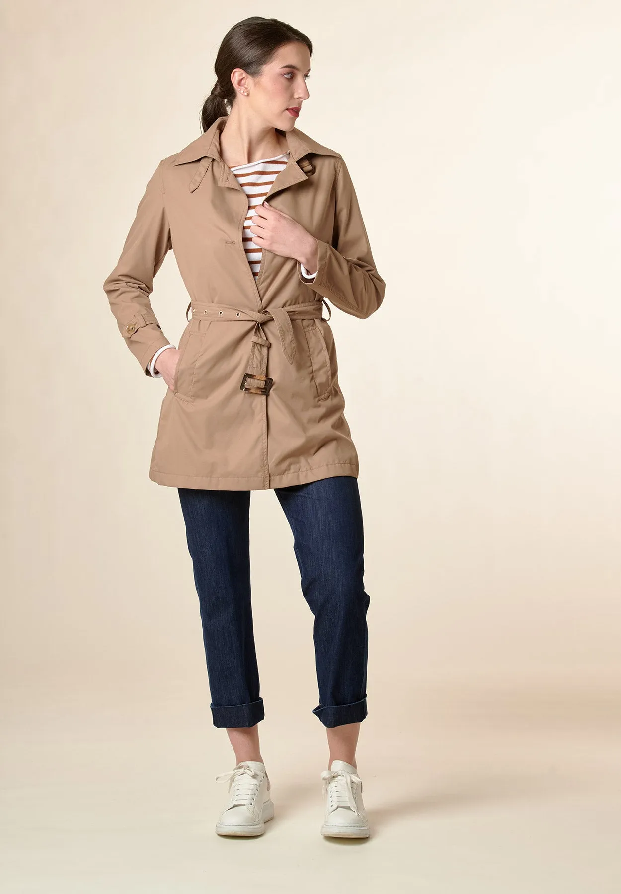 Camel technical trench with belt