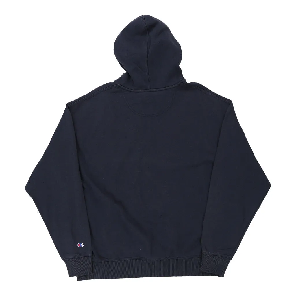 Champion Spellout Hoodie - XL Navy Cotton Blend