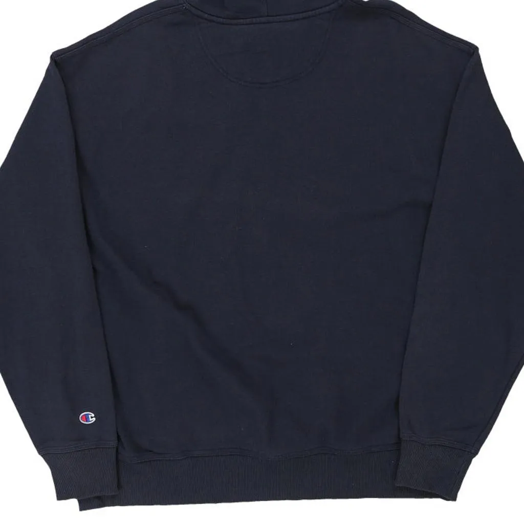 Champion Spellout Hoodie - XL Navy Cotton Blend