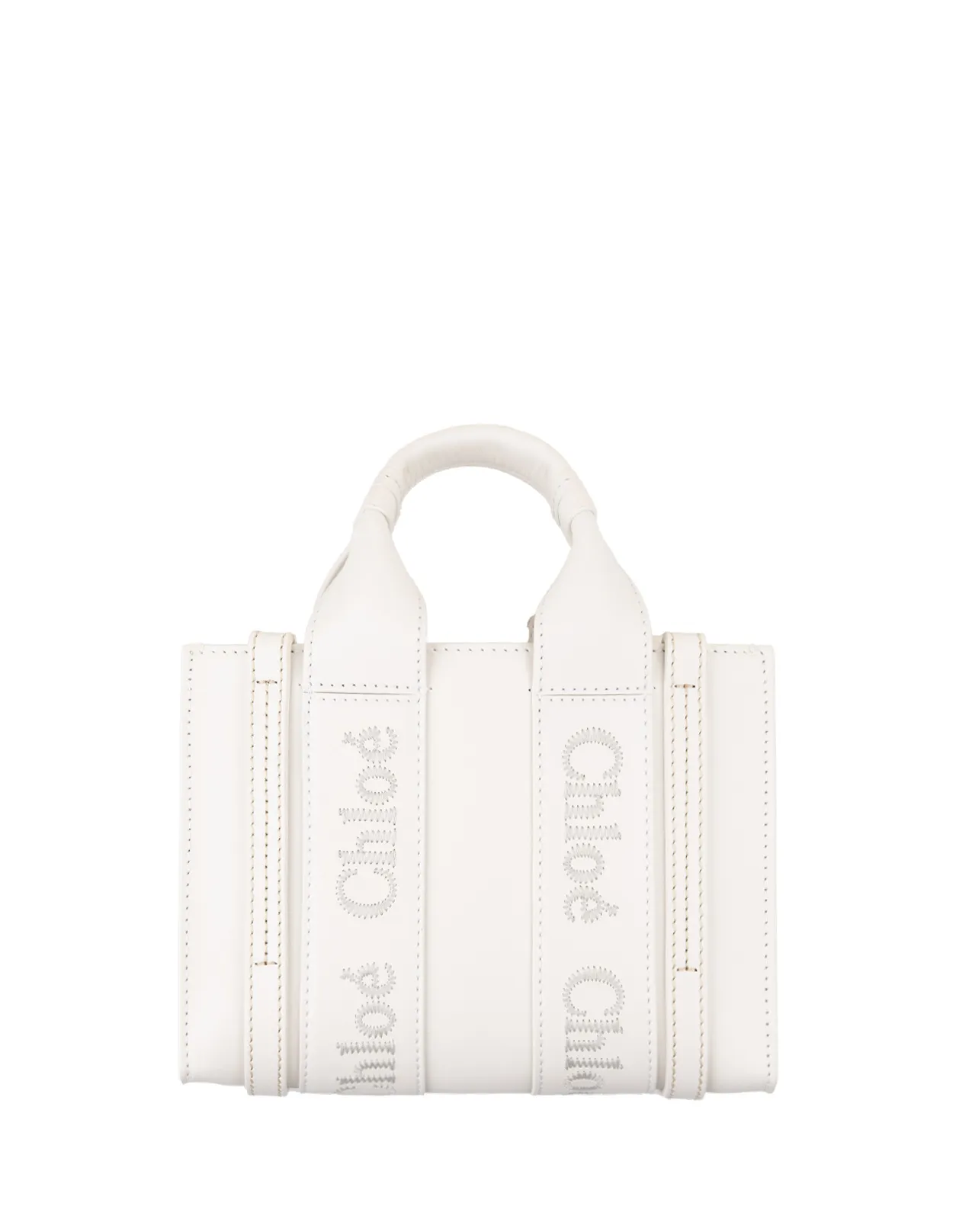 CHLOÉ White Mini Woody Tote Bag