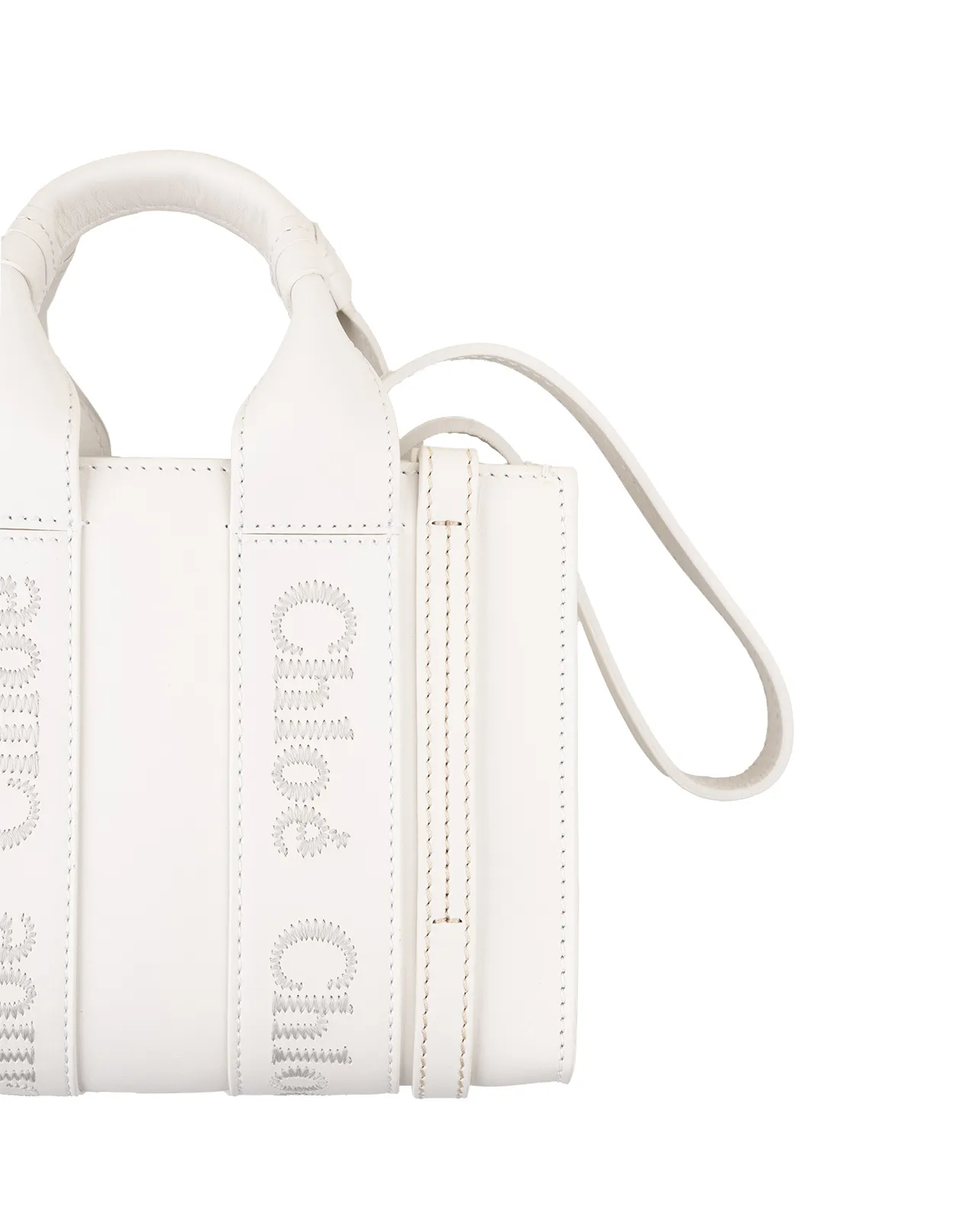 CHLOÉ White Mini Woody Tote Bag