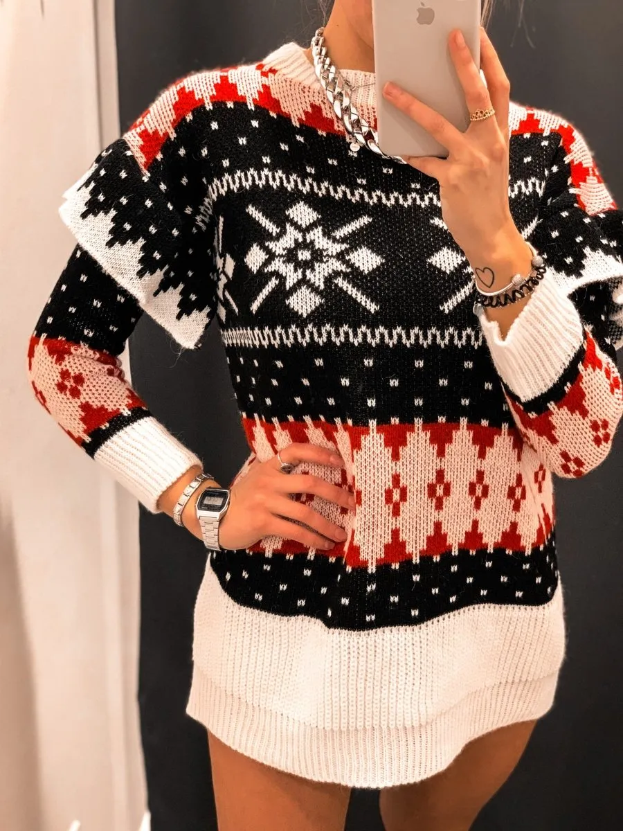 Christmas sweater Snow white and black