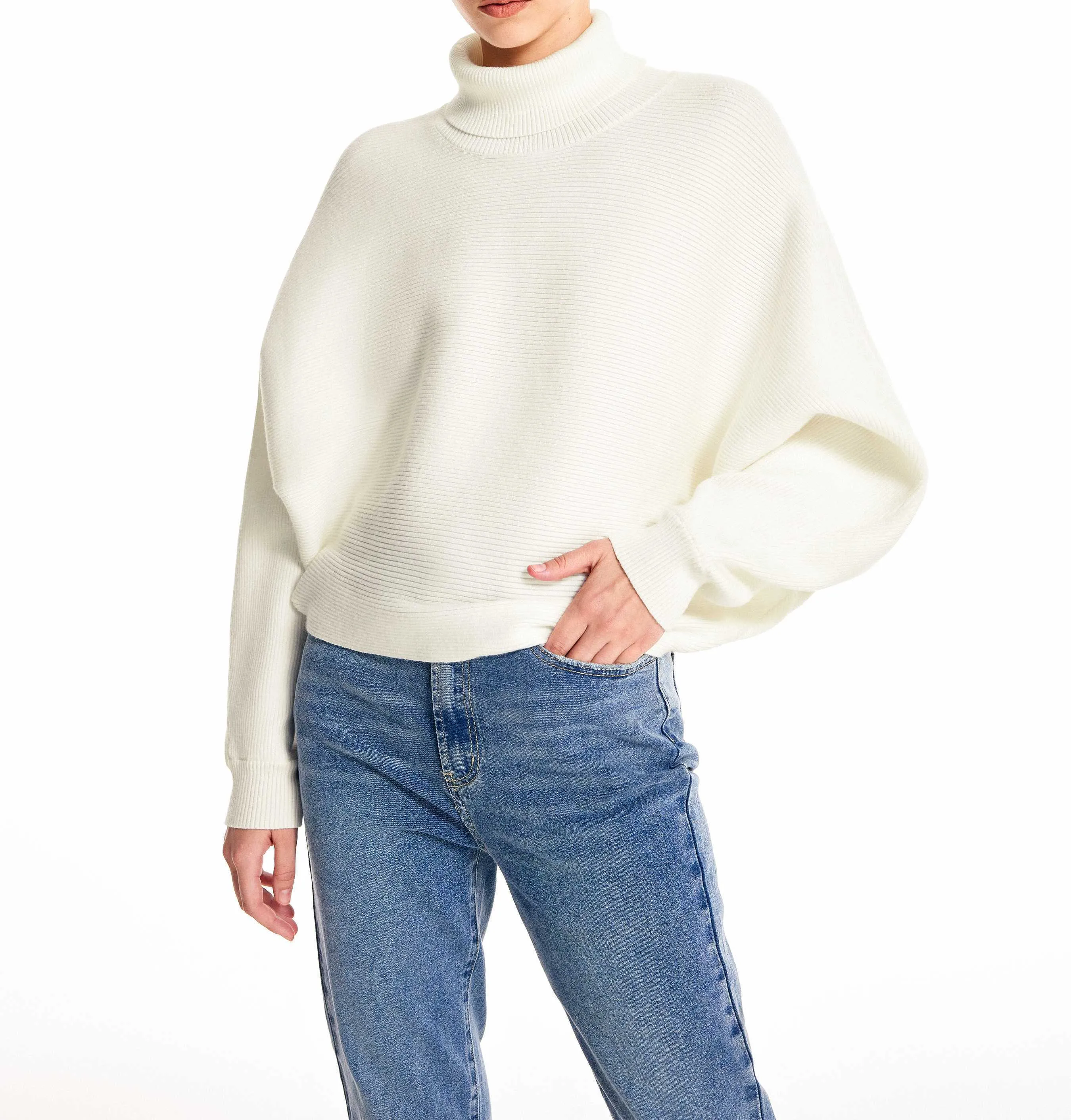 Cider  |Casual Style Nylon Long Sleeves Plain High-Neck Oversized